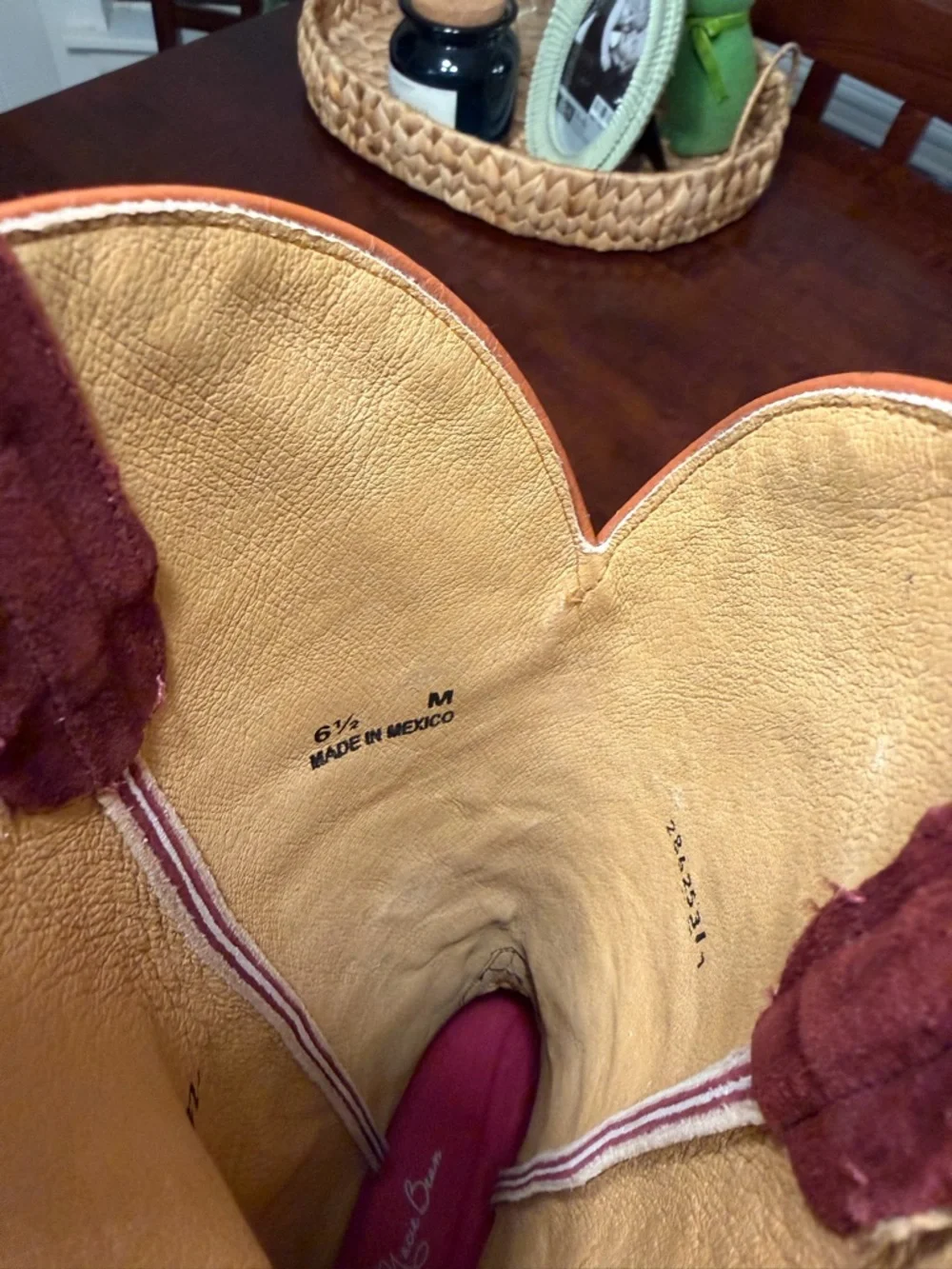 Burgundy/wine Macey Bean cowgirl boots - Picture 4 of 5